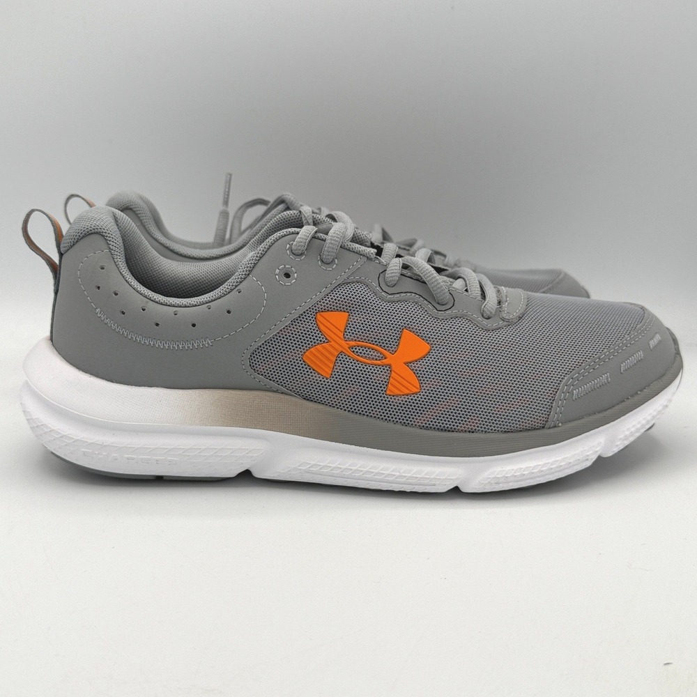 Under Armour Charged Assert 10 Shoes Mens Size 8 Gray Orange Running 3026175-105